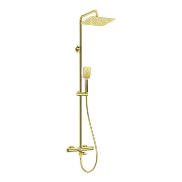 Deante Gold Душевая колонна с термостатическим смесителем для ванны с поворотным изливом, золото