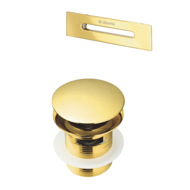 Deante Gold Набор аксессуаров для ванны – Click-Clack Пробка круглая и перелив для ванны, золото