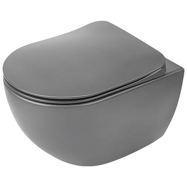 Deante Peonia Titanium Унитаз подвесной безободковый с крышкой, титан