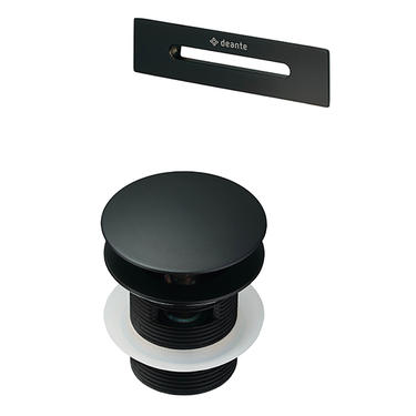 Deante Nero Набор аксессуаров для ванны – клапан Click-Clack и накладка для перелива, черный