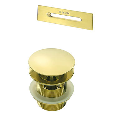 Deante Gold BR Набор аксессуаров для ванны – клапан Click-Clack и накладка для перелива, браш. золото