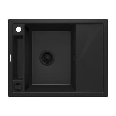 Deante Magnetic черный – мойка 1 чаша с крылом, 640*500*205 мм + сифон SPACE SAVER
