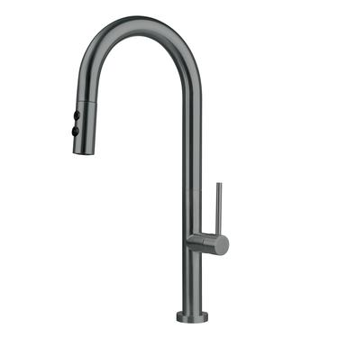 Deante Olfato Titanium Смеситель для кухни с выдвижным изливом на две струи, титан