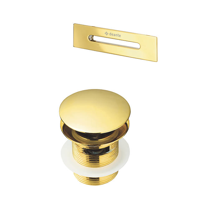 Deante Gold Набор аксессуаров для ванны – клапан Click-Clack и накладка для перелива, золото