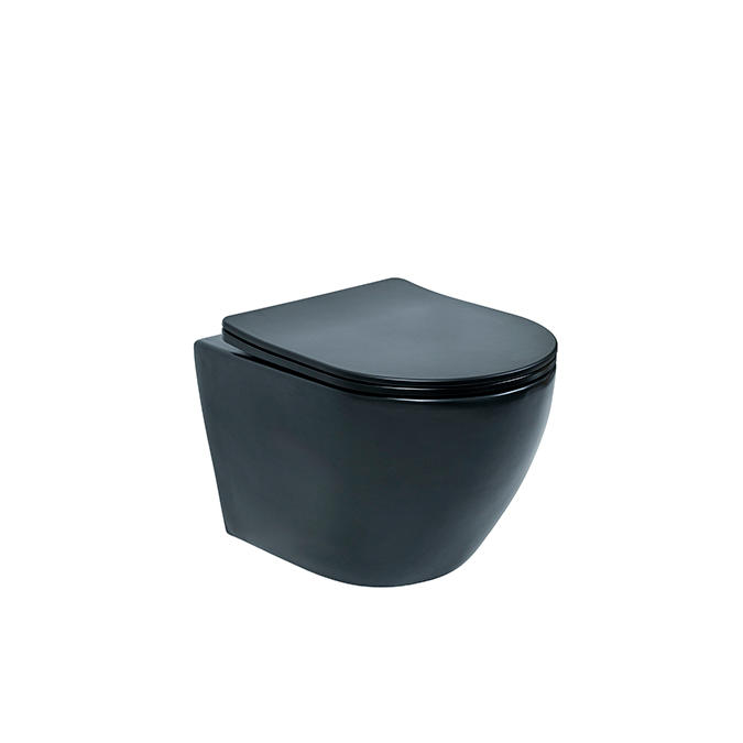 UP Uno Preto Унитаз подвесной безободковый с крышкой Slim Soft-close, 490х370х370 мм, матовый черный